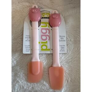 Joie Piggy Silicone Mini Spatulas Set of 2 Pink Kitchen Tool NWT
